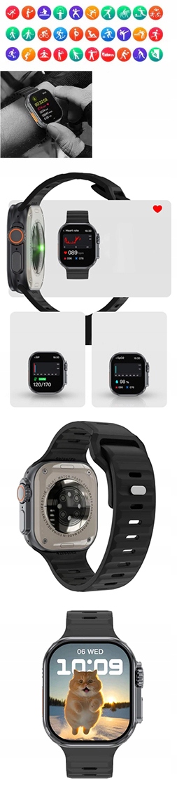 SMARTWATCH ZEGAREK DAMSKI WATCH ROZMOWY MĘSKI PULS SPORT KROKI SMARTBAND Złącza brak
