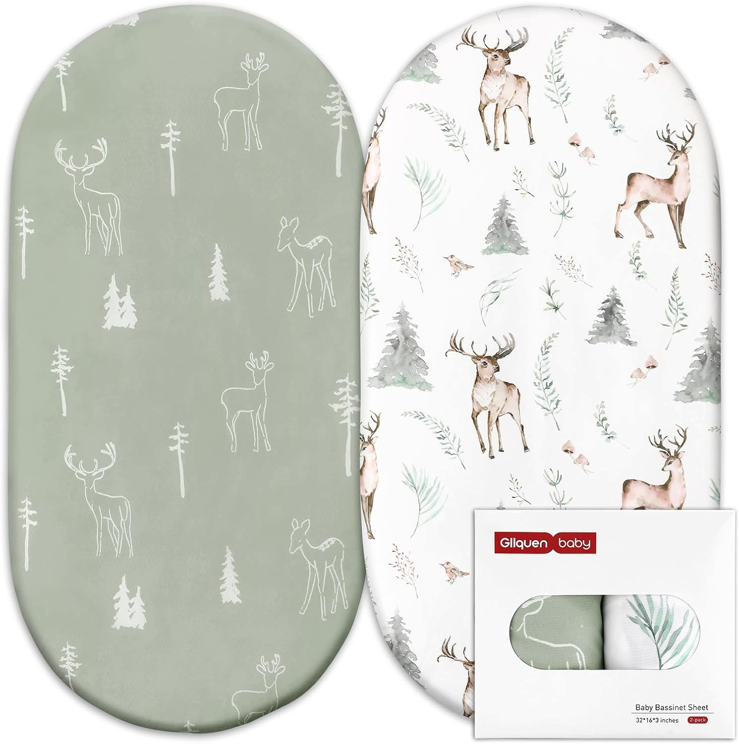 Prześcieradła z gumką do kosza Mojżesza 2 szt. renifer mikrofibra 81x41 cm