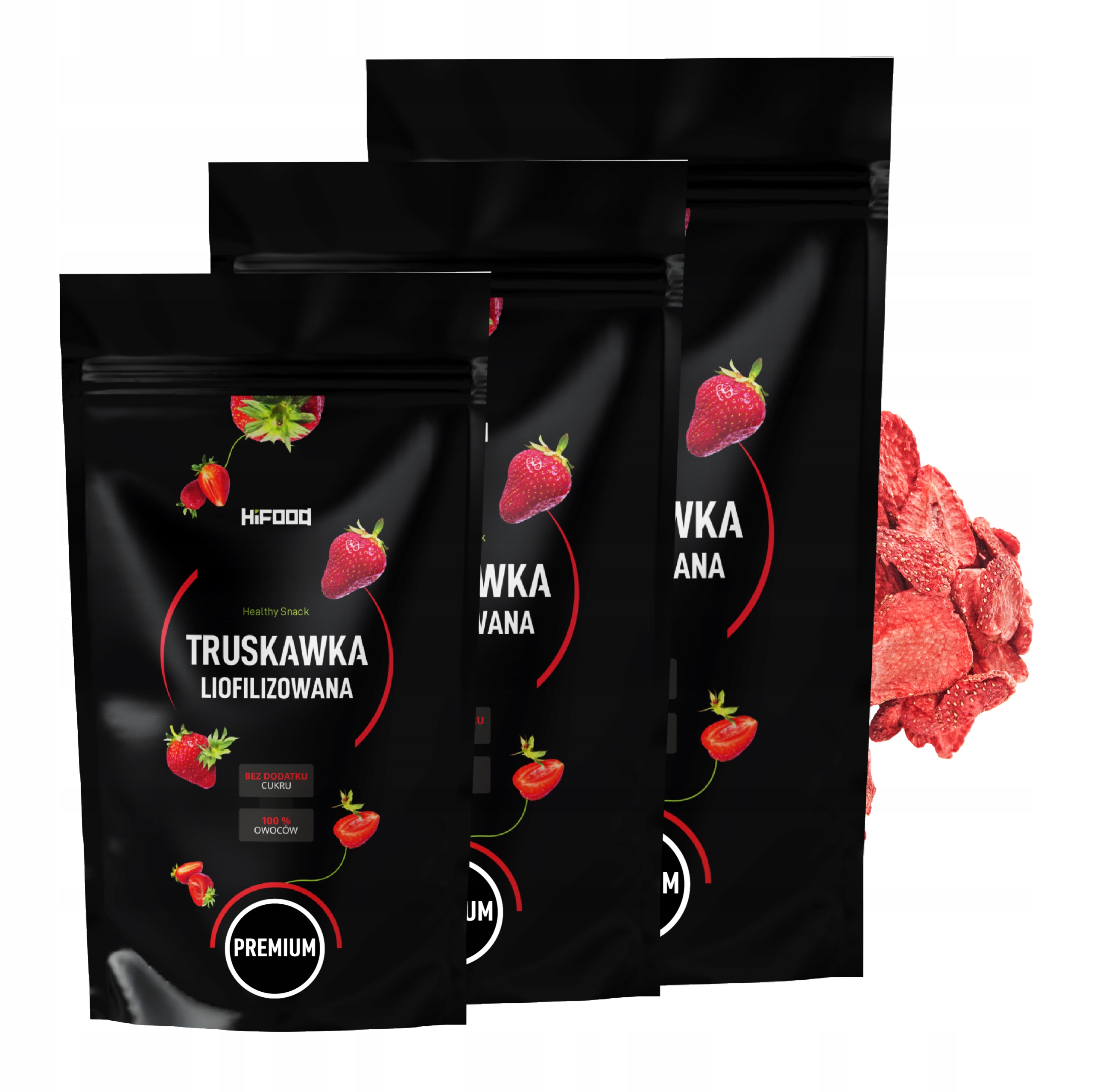 Truskawka Liofilizowana 100g x3 Pyszne Plastry truskawki 300g HiFOOD