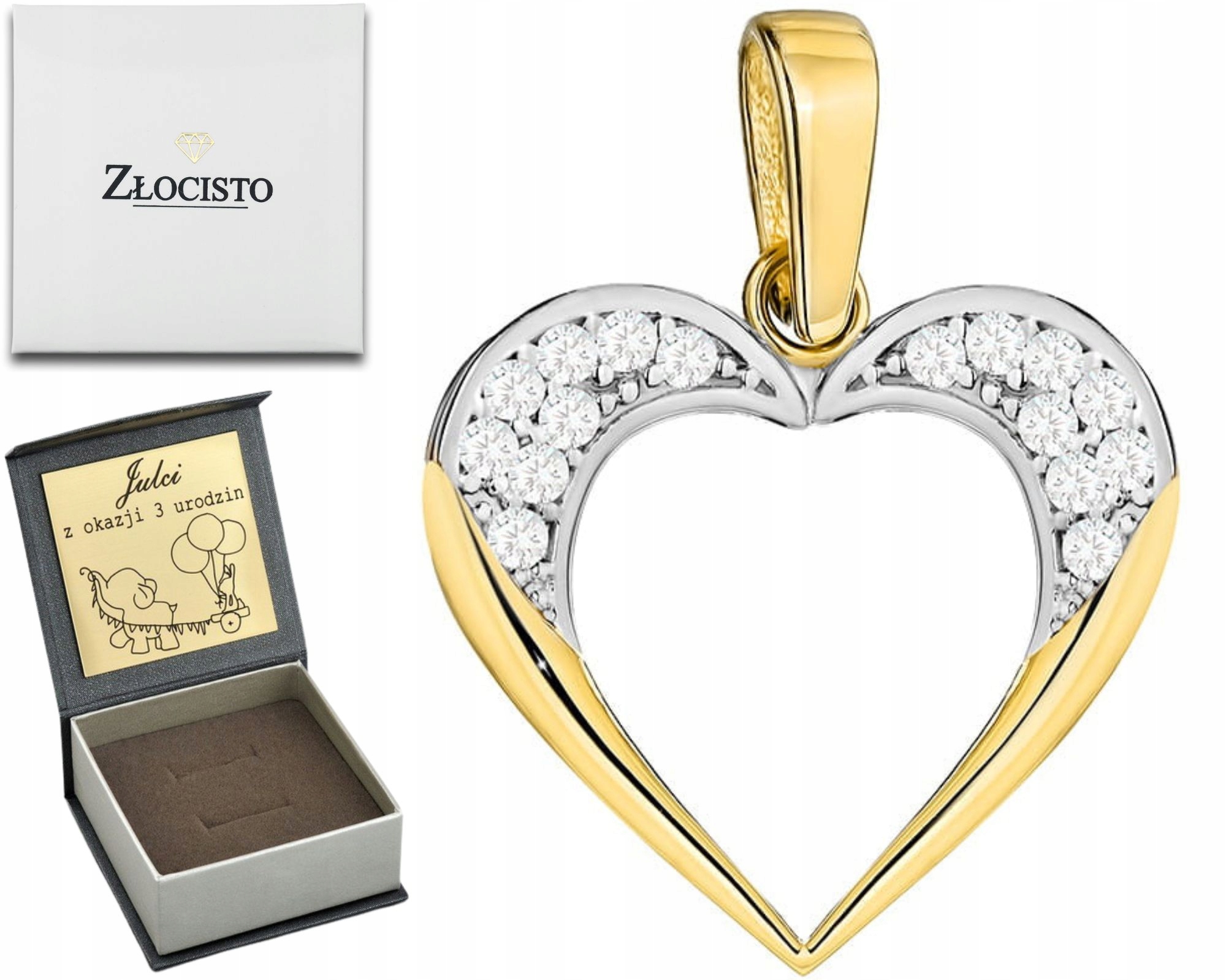 Srdce Srdíčko Zlato 585 Přívěsek Přívěsek Se Zirkony Na Horní Straně Gravírování
