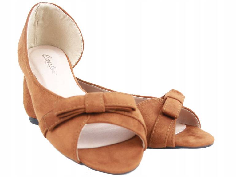 

Balerinki Wycięte Peep Toe Zamsz Camel F2SR2307 38