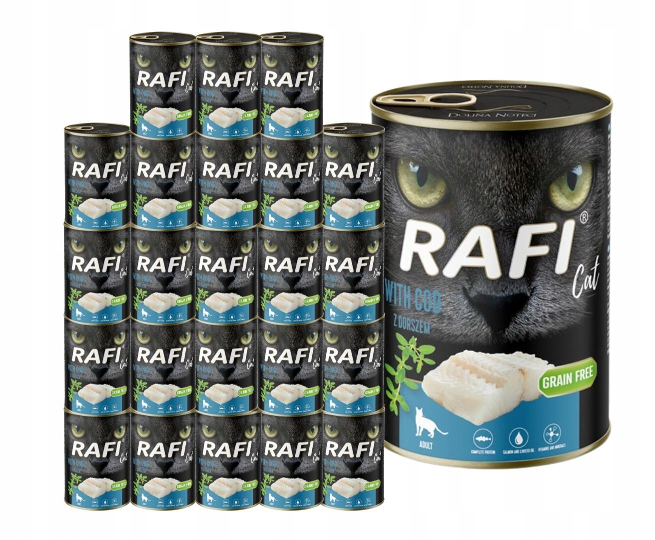 Levně Rafi mokré krmivo pro kočky s treskou 24x400g Dolina Noteci