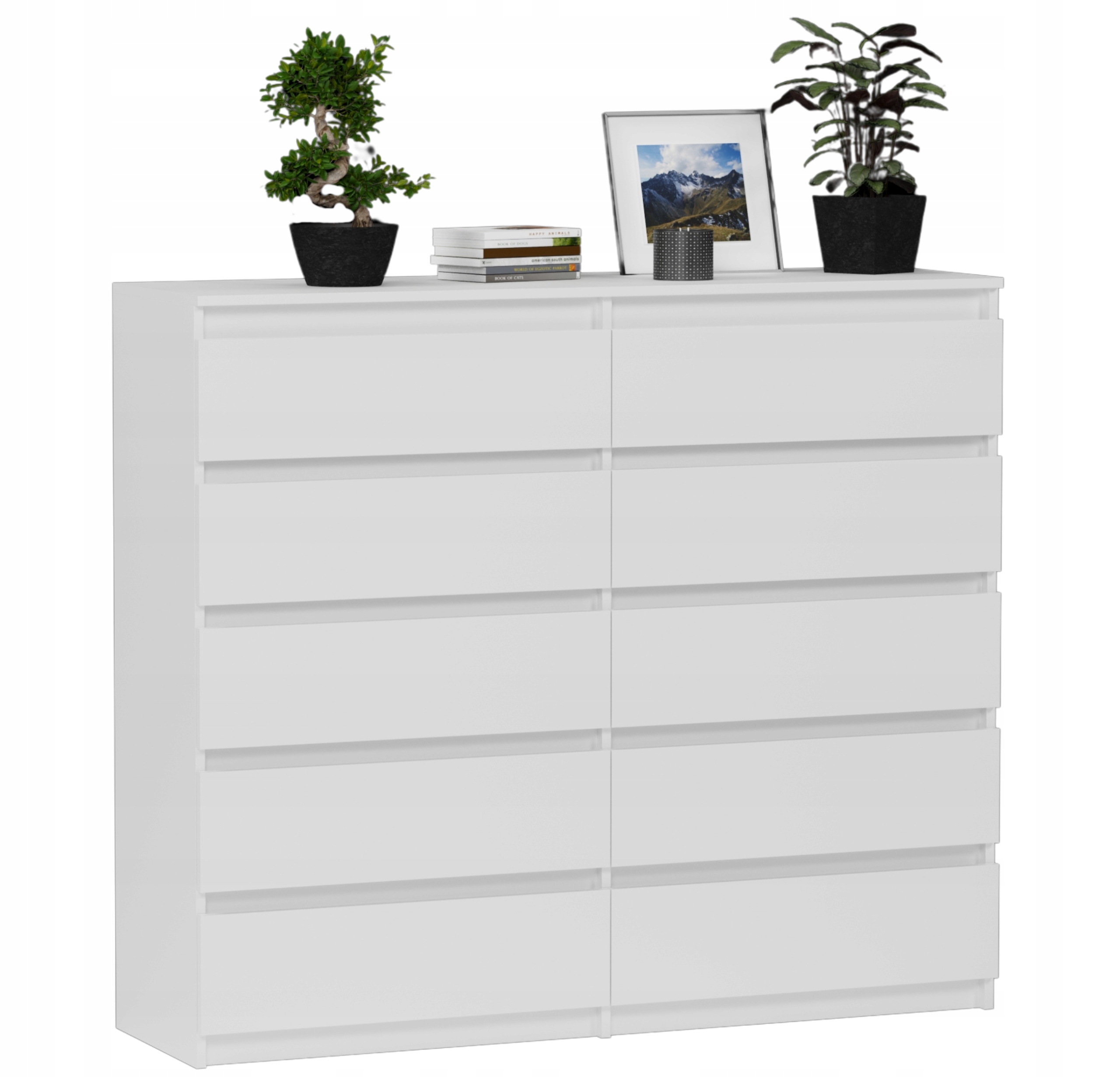 Nowoczesna KOMODA 140CM SZAFKA 10 SZUFLAD BIAŁA PL