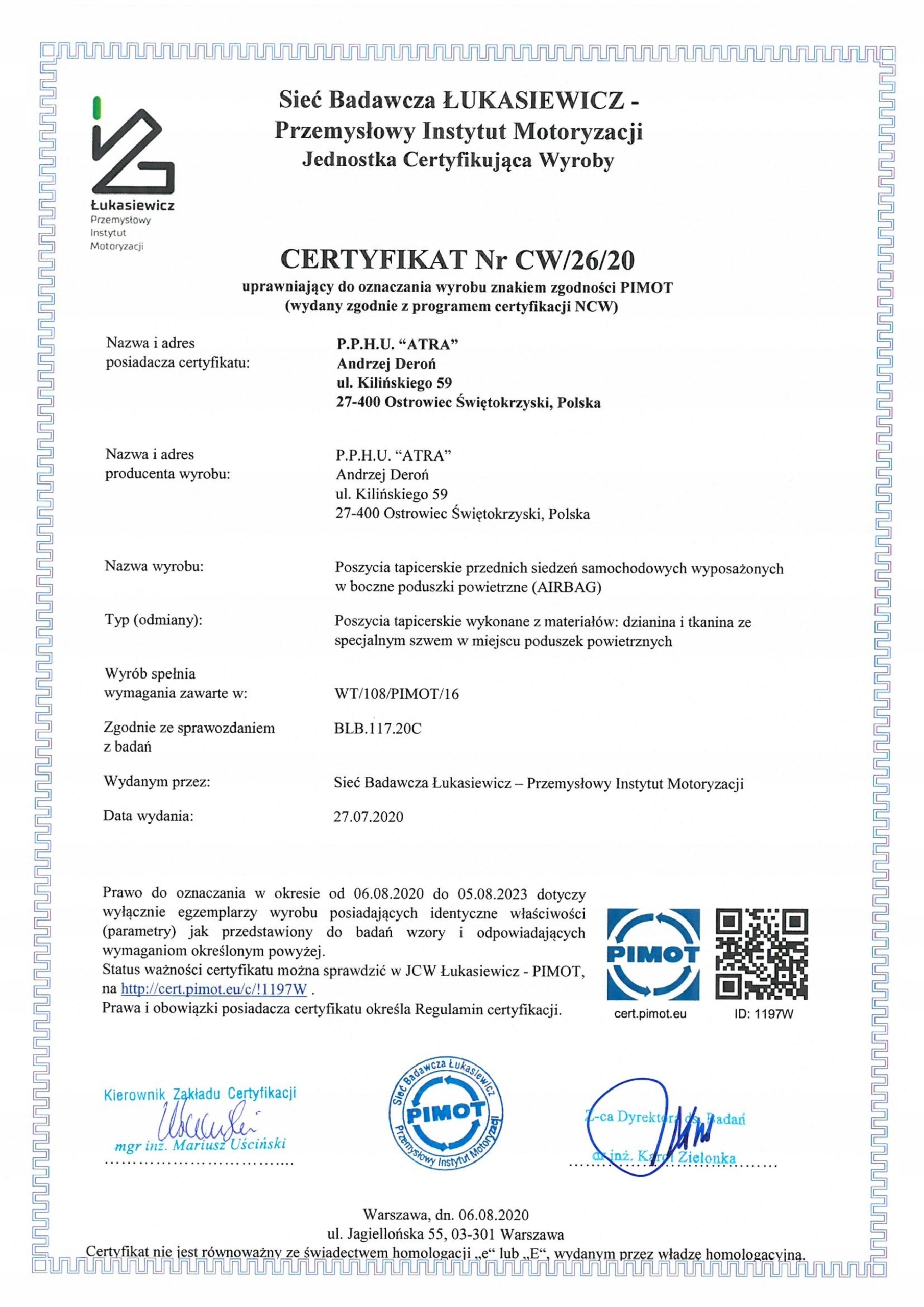 Pokrowce na miarę do Skoda Octavia mk2 (2004-2013) Producent Atra
