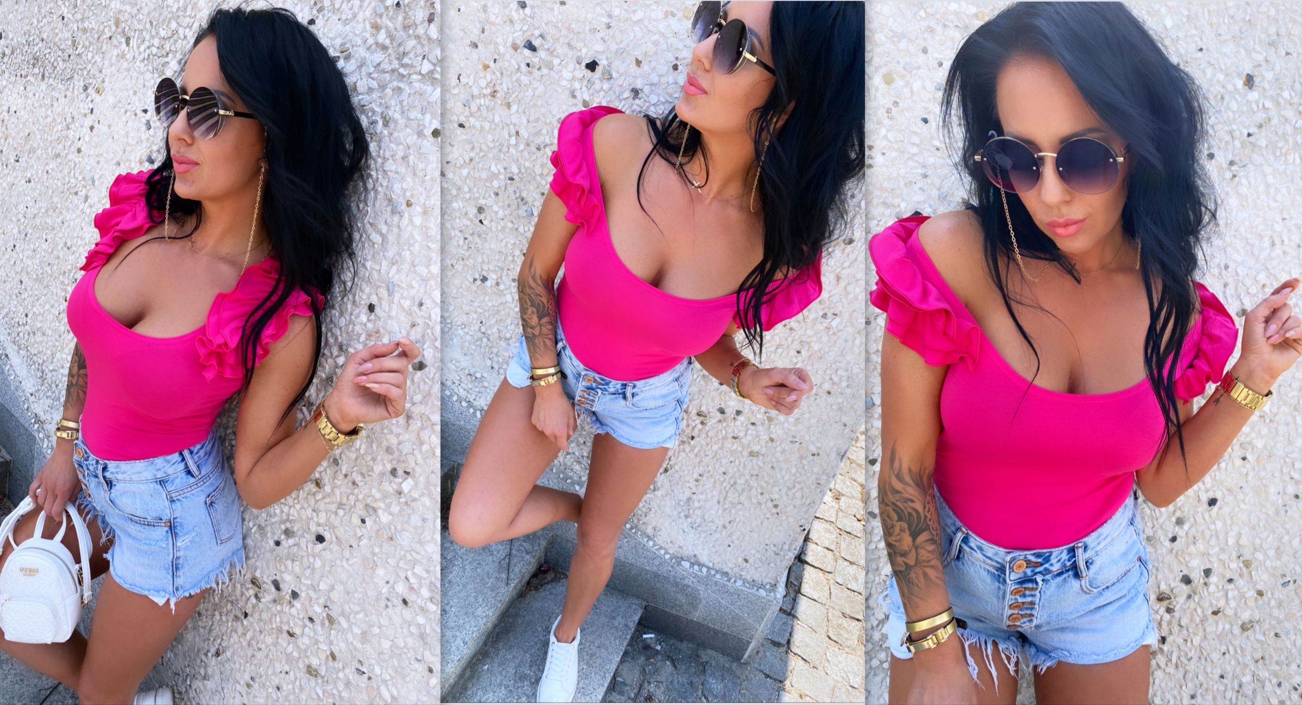 LipMar bluzka seksowny dekolt falbana ramiona S 36 Zapięcie brak