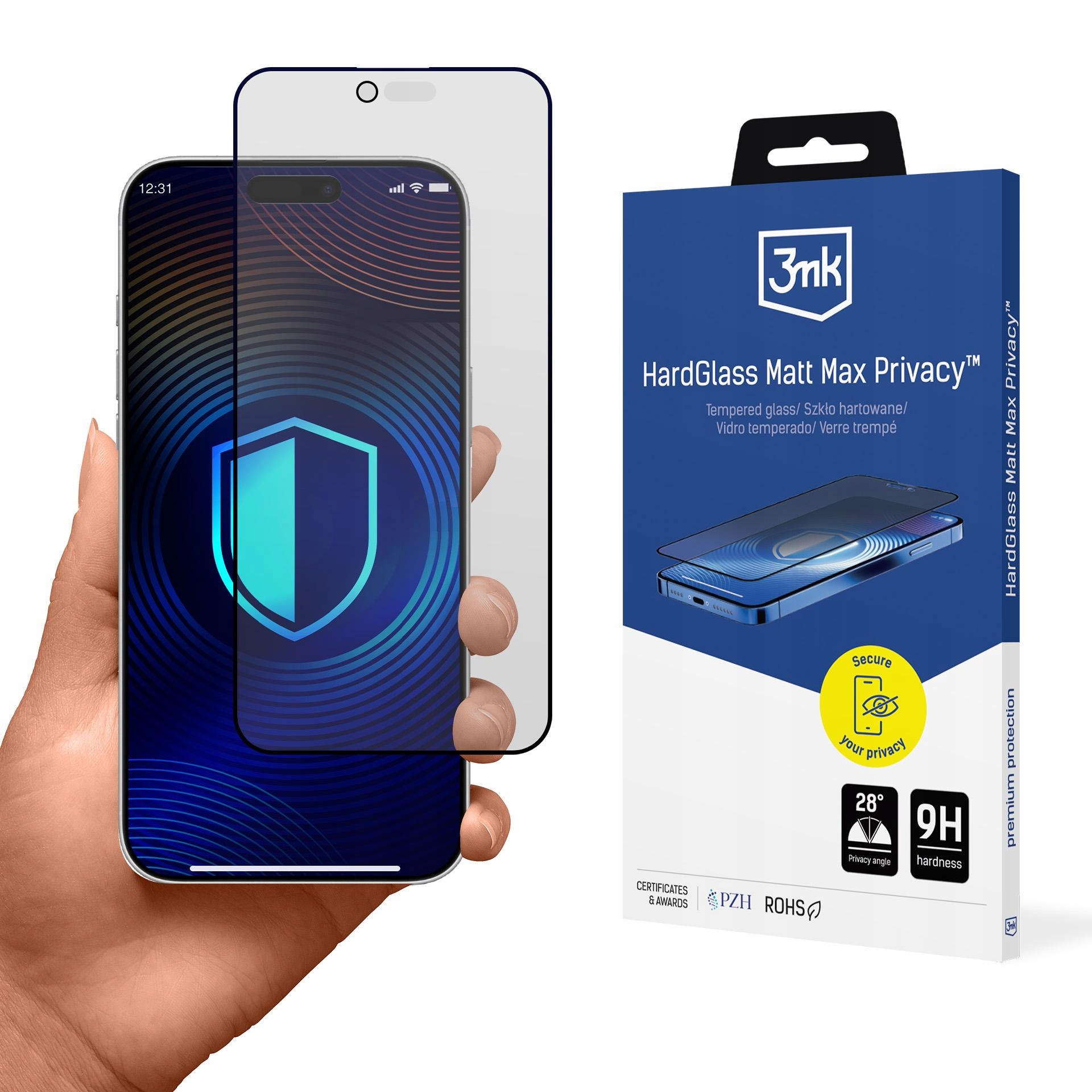Matowe szkło prywatyzujące na ekran Apple iPhone Air 3mk Matt Max Priv