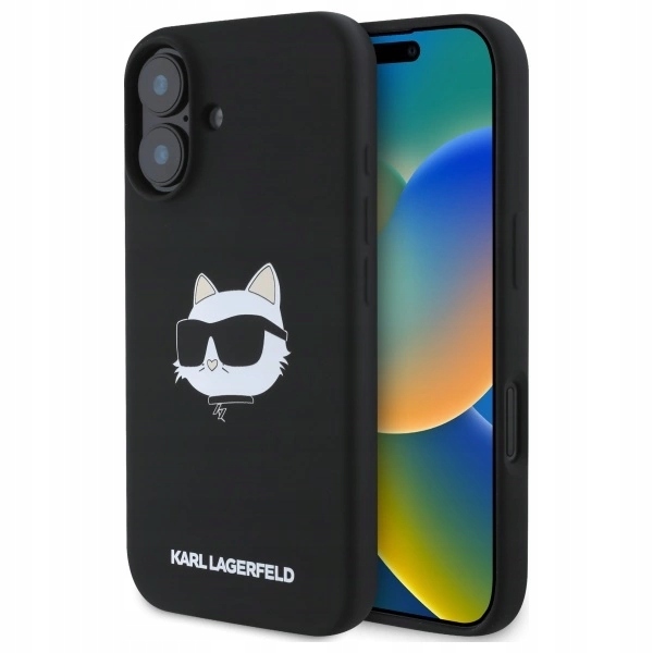 Pouzdro Karl Lagerfeld Silicone Choupette Head Print MagSafe pro iPhone 16 č