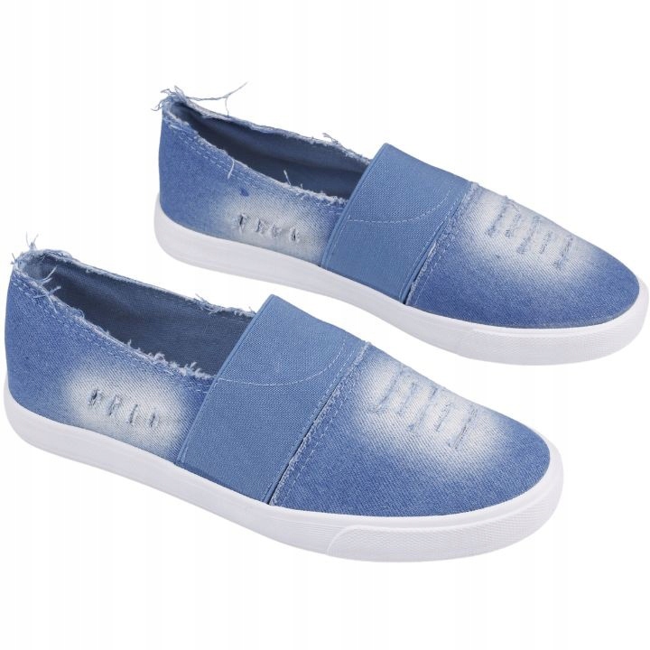 

Tenisówki damskie trampki wsuwane slip on jeansowe