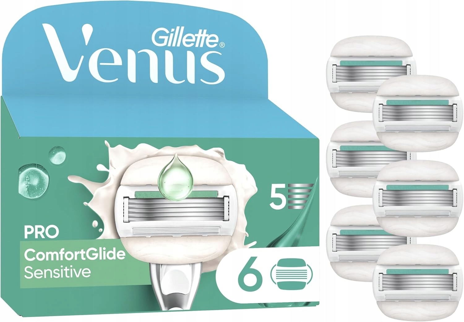 Gillette Venus Comfortglide Sensitive 6 citlivých břitů, dámský holicí strojek