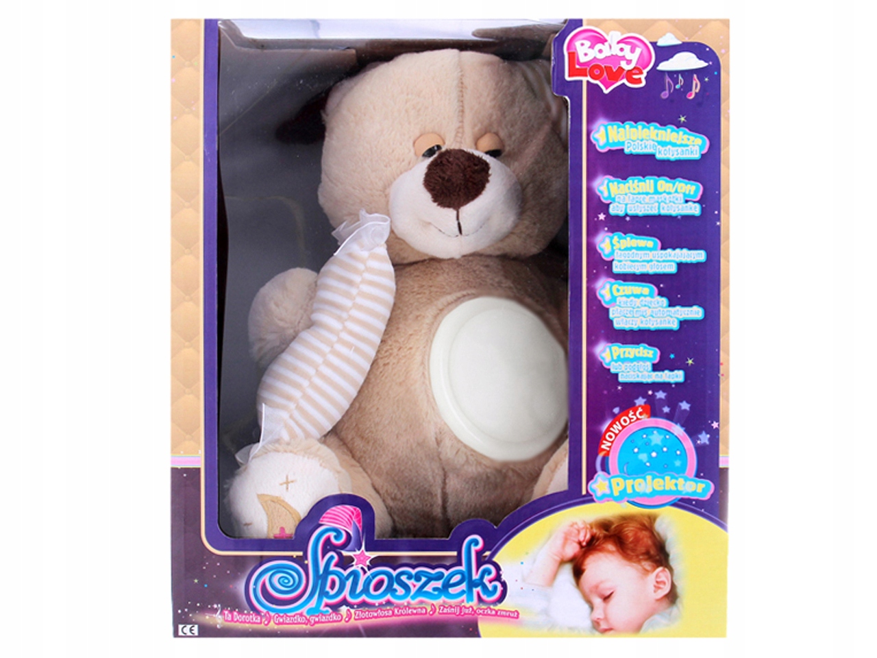 MIŚ ŚPIOSZEK BRĄZOWY Z PROJEKTOREM 068085 Materiał plastik