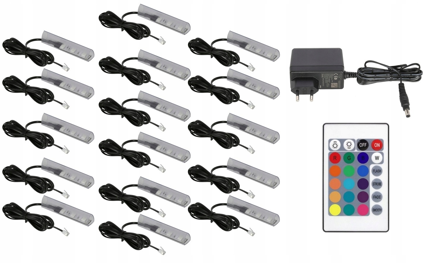 16 x Rgb Led klipy pro polic skel a klip Komplet