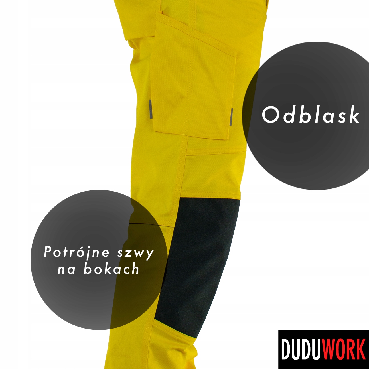 SPODNIE ROBOCZE DuduWork Żółte z Nakolannikami 54 Marka Duduwork