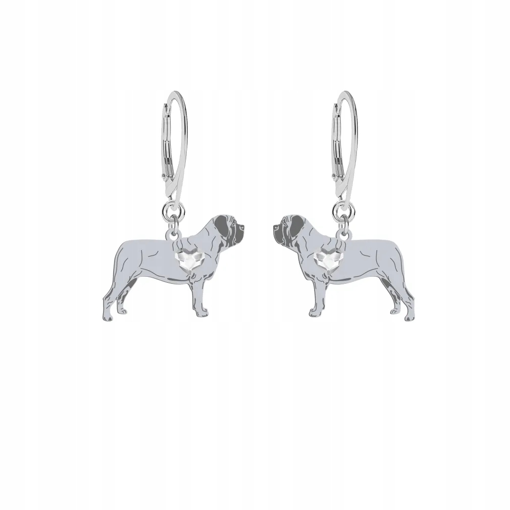 Stříbrné Náušnice se psem Anglický mastif 925 Dárek pro ženu Gravírování