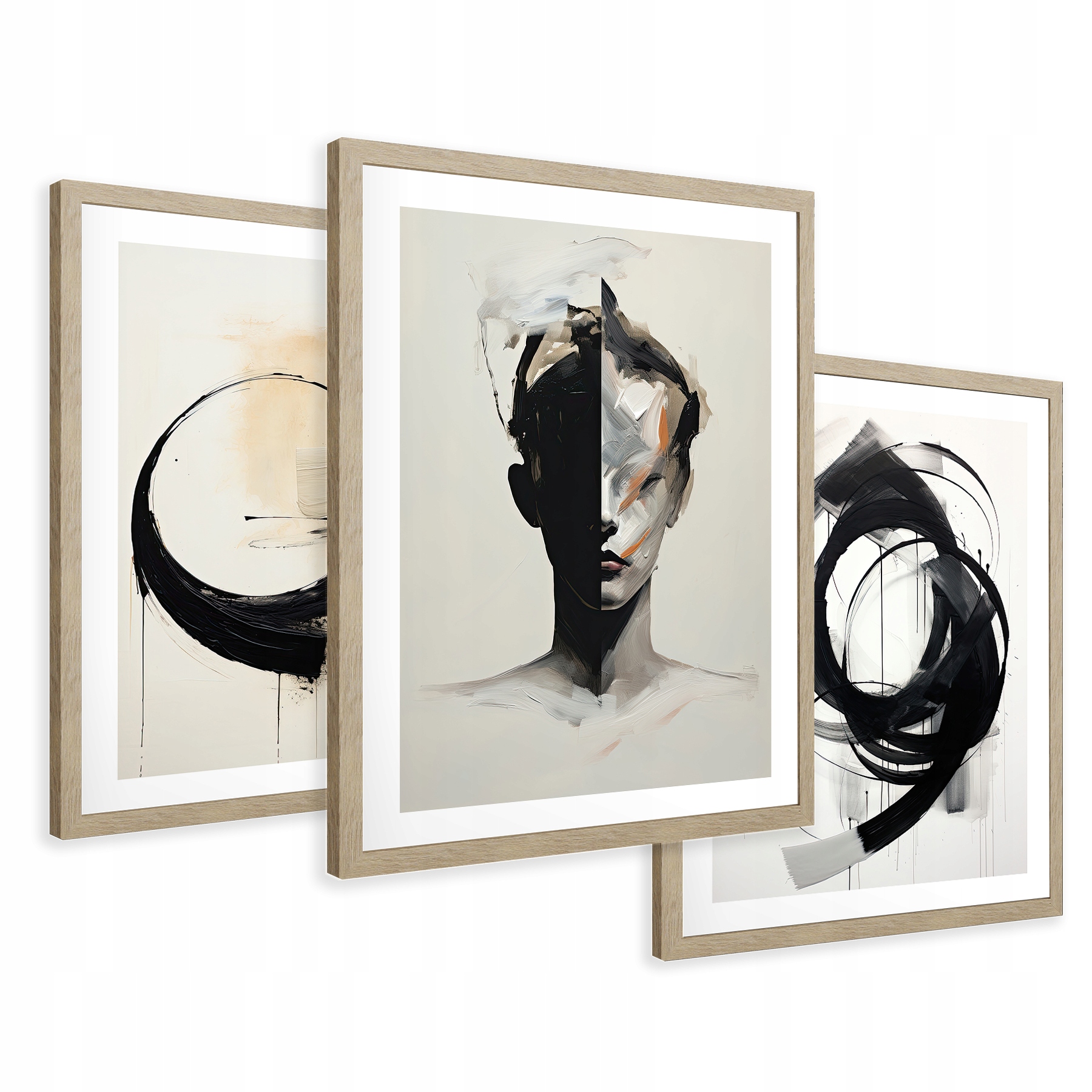 Zestaw Obrazy w ramie plakaty loft abstrakcja industrialny tryptyk 43x99