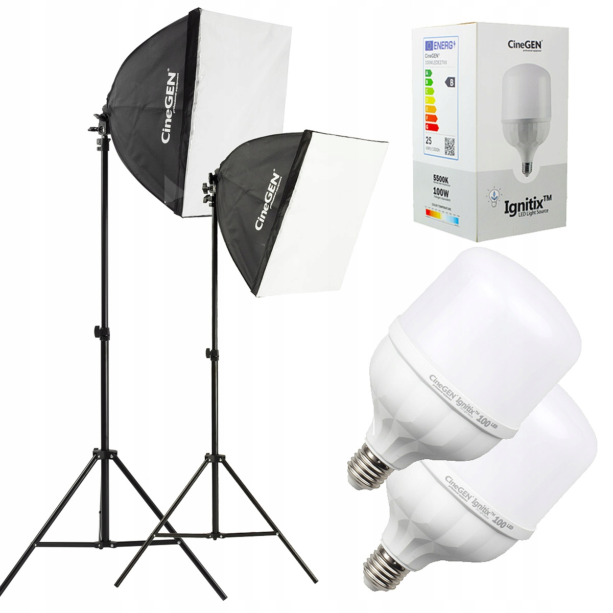 2x fotografická lampa Softbox 40x40 Led žárovky