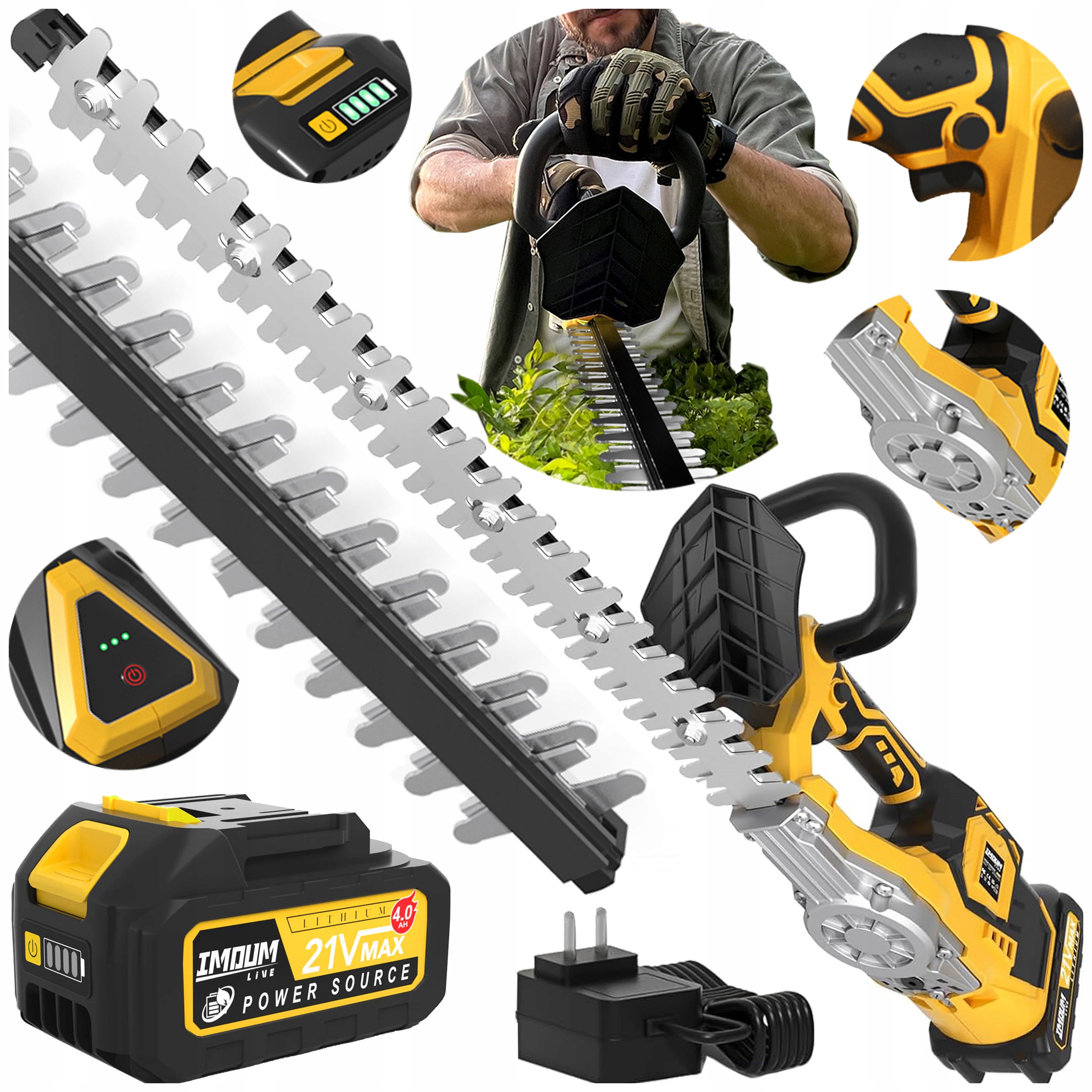 Akumulátorové Nožnice Na Živý Plot Na Kríky Imoum, Akumulátor 4.0 Ah, Sada