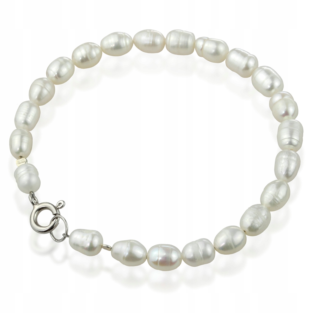 SREBRNY NASZYJNIK Z PRAWDZIWYCH BIAŁYCH PEREŁ Długość całkowita 42 cm