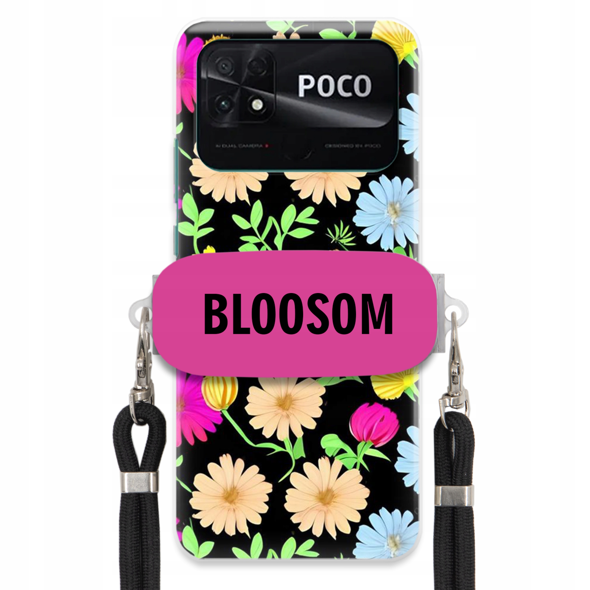 Pouzdro Držák Crossbody Pro Xiaomi Poco C40 Kryt Case Květiny Bloosom Flower