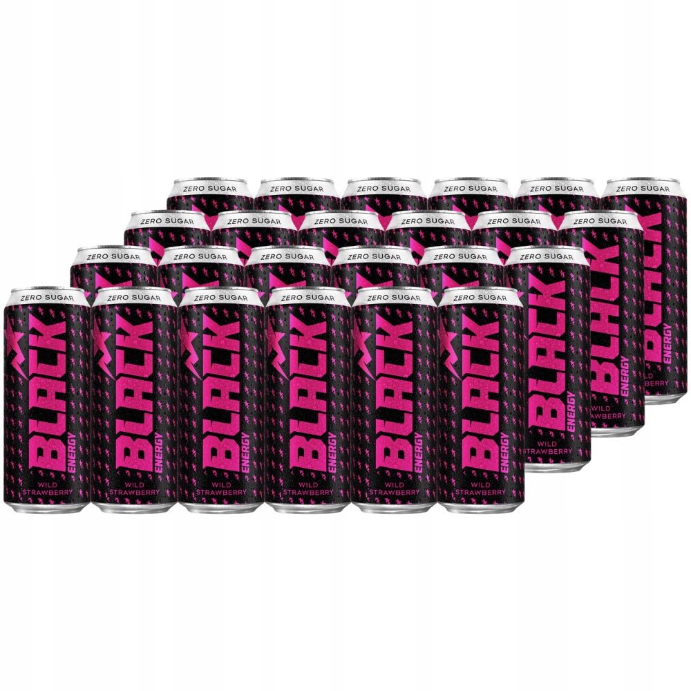 Black Energy Zero Sugar Wild Strawberry napój energetyzujący 500ml x 24szt.