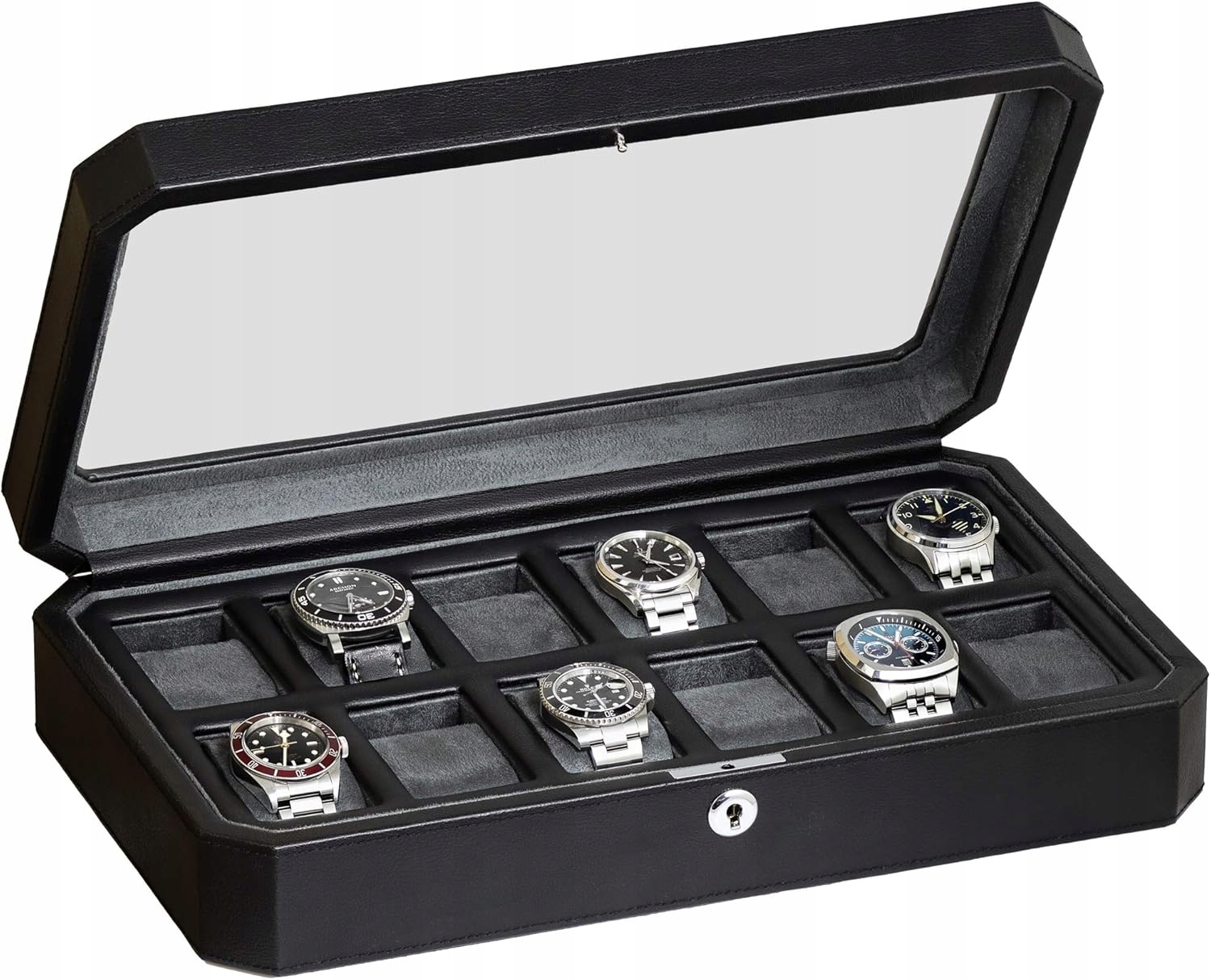 Krabička na 12 hodinek Rothwell Kožené Pouzdro Sklo