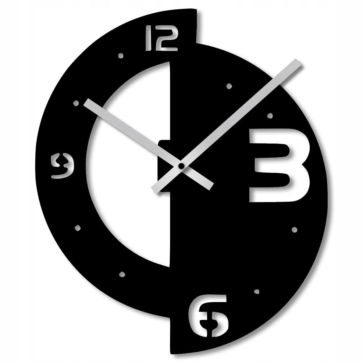 Nástěnné Hodiny 60 cm Dřevěné Nástěnné Hodiny Velké Černé Geometrické 3D