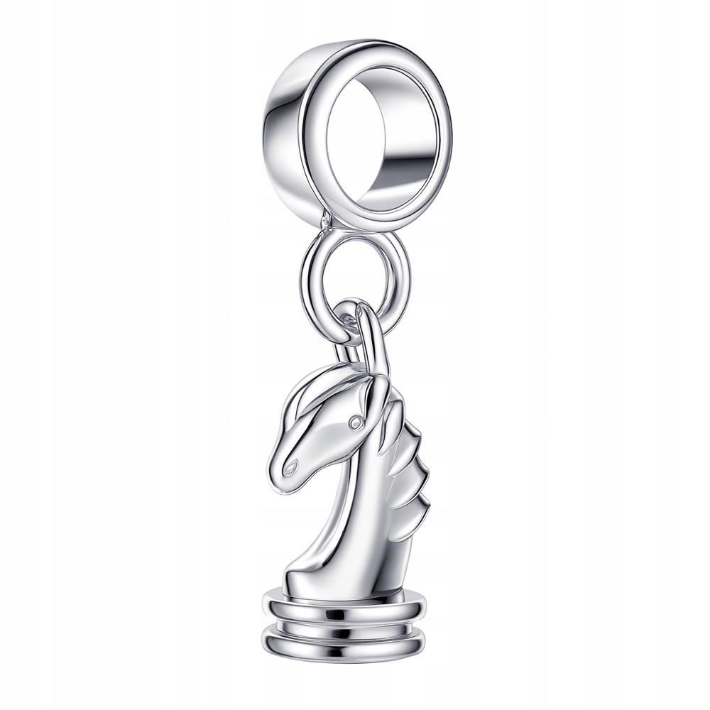 Šachový Skok 3D Stříbrný 925 přívěsek na modulární náramky