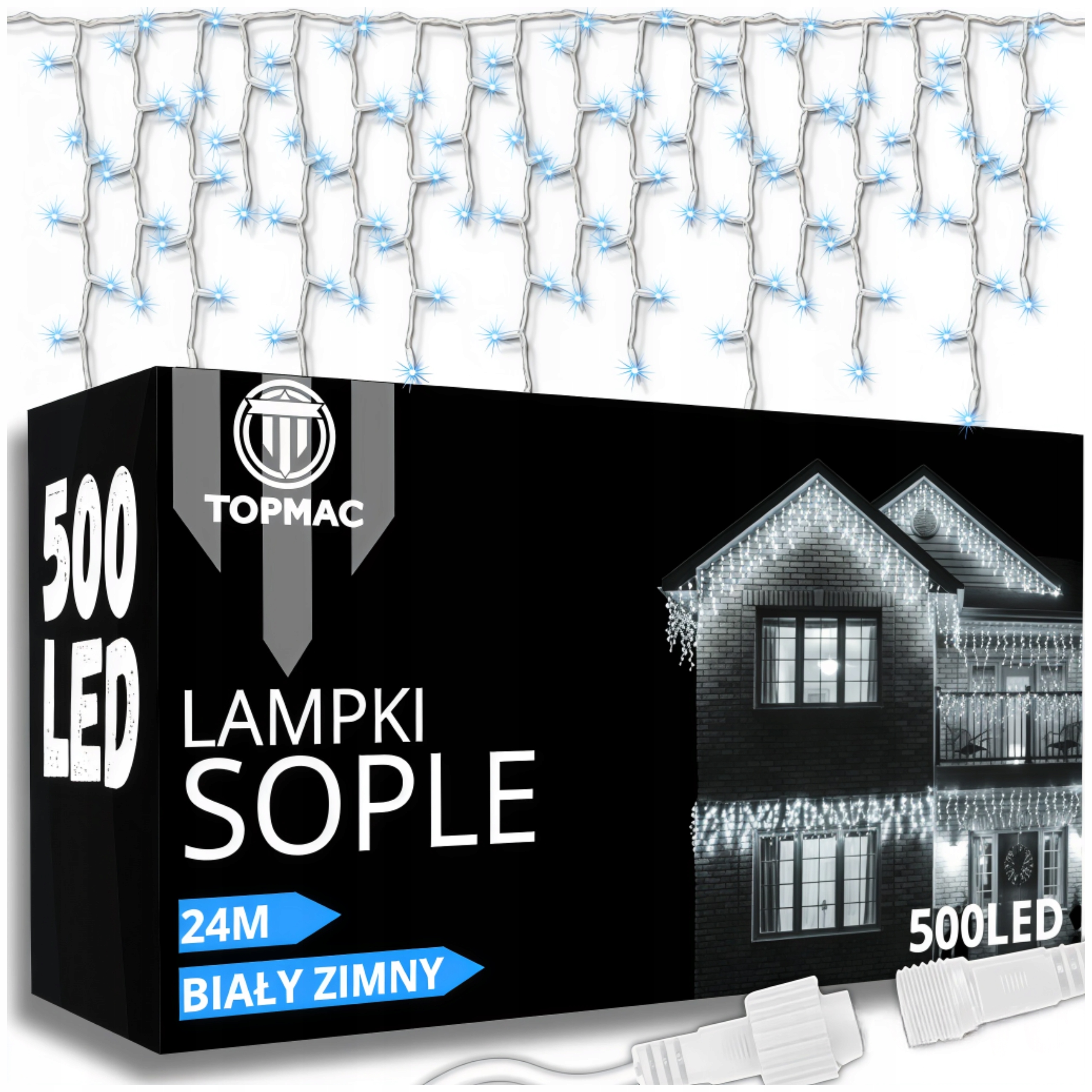 Sople Venkovní Osvětlení 500 Led Světelný Závěs Bílá Studená Pevná Flash