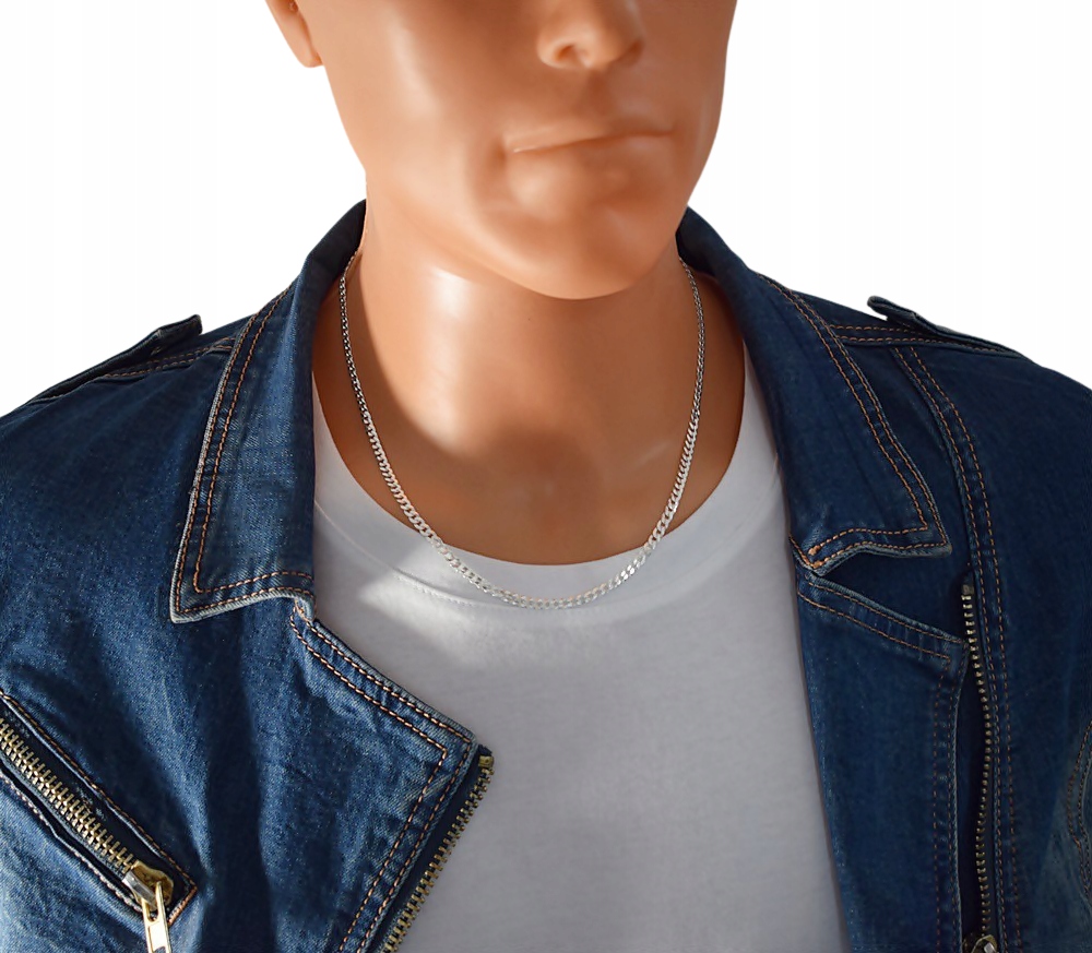 Łańcuszek Srebrny Męski Diamentowany Pancerka 3,80 mm pr 925 Grawer Gratis Długość całkowita 50 cm