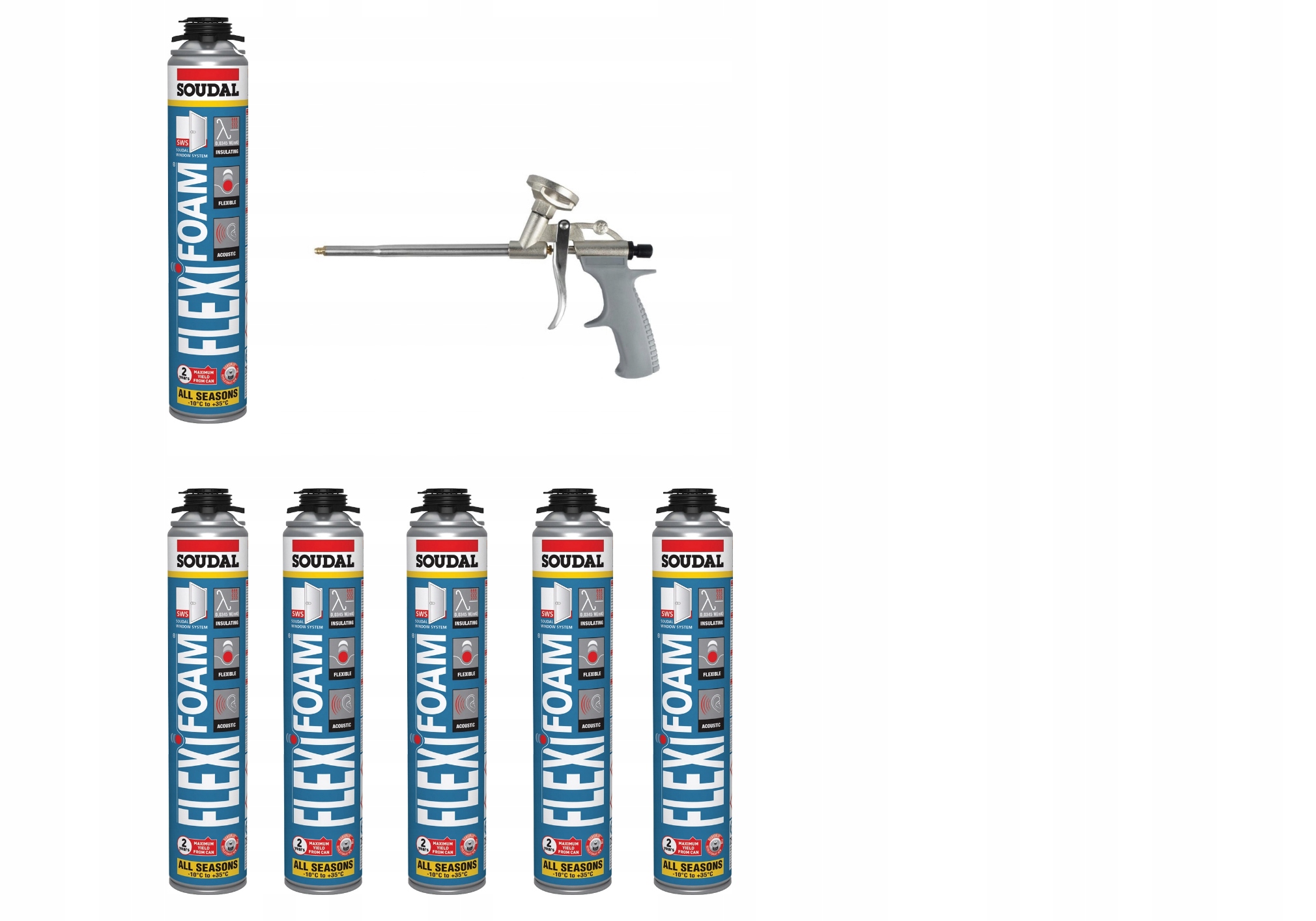 Soudal Pena Flexifoam 750 ml/ 118685 6 ks pištoľ FG-STD15