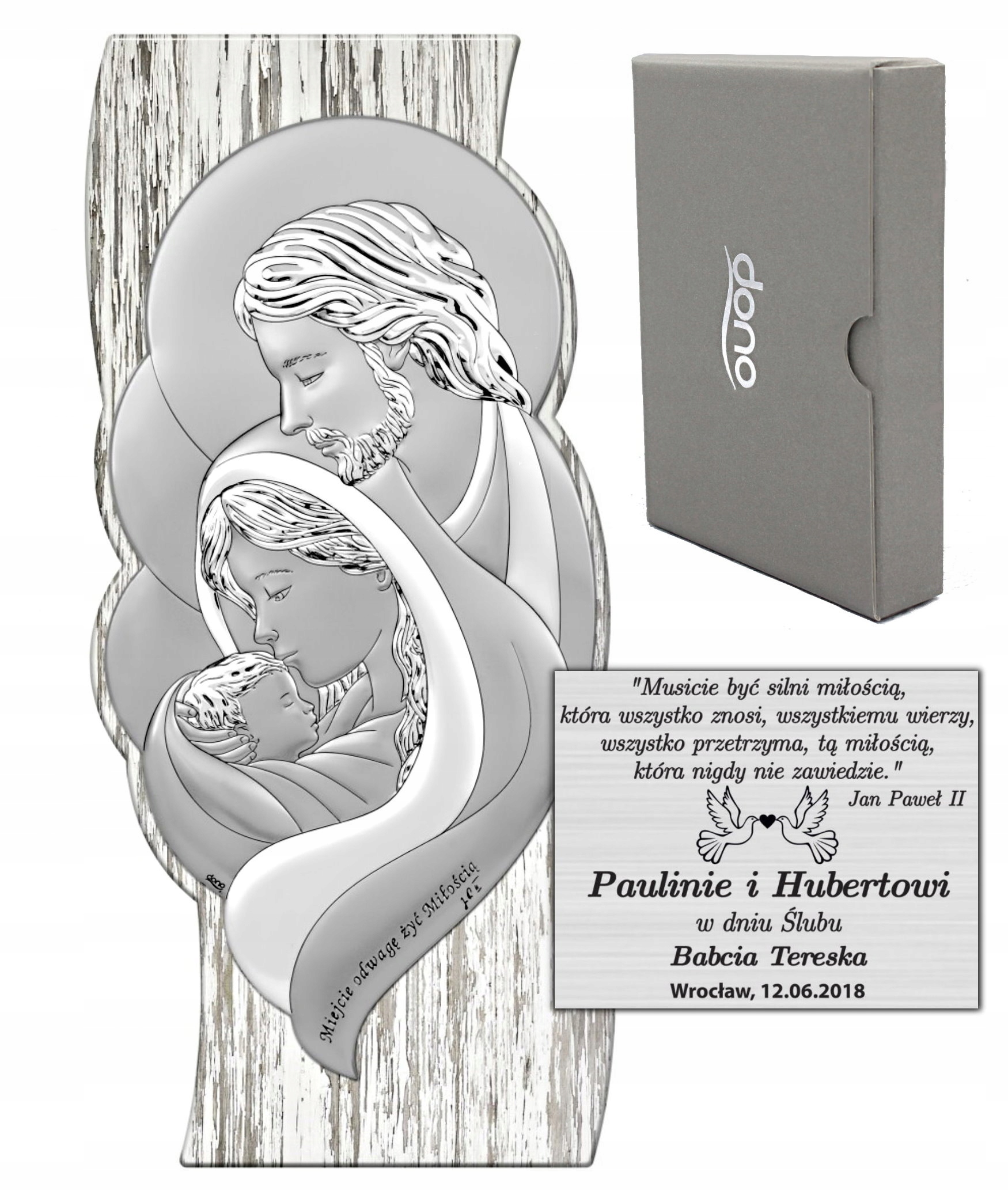 Stříbrný Obraz Svatá Rodina Suvenýr Svatba Křest