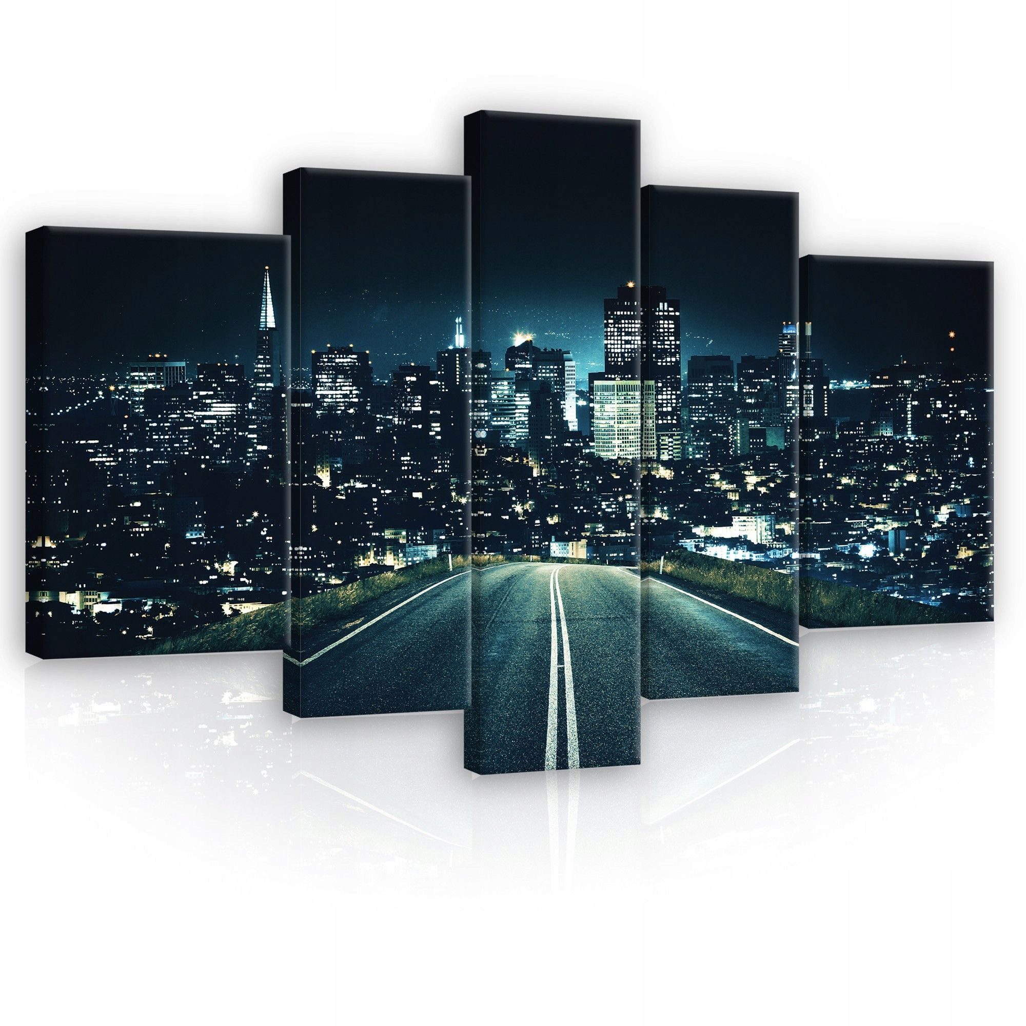 Obraz 170x100 Noční město krajina městská cesta světla mrakodrapy