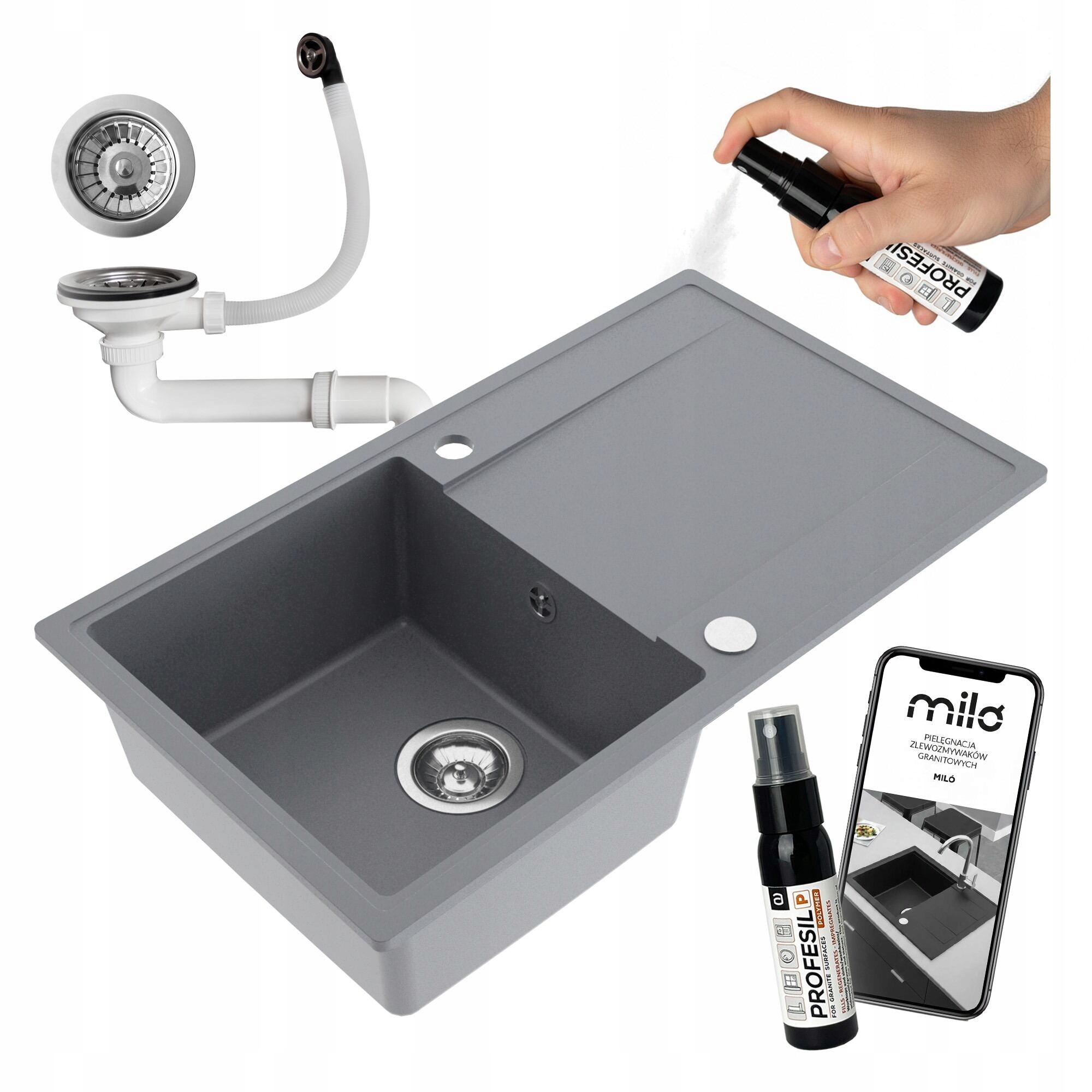 Granitový Jednokomorový Drez Miló Puro, Sifónový Set