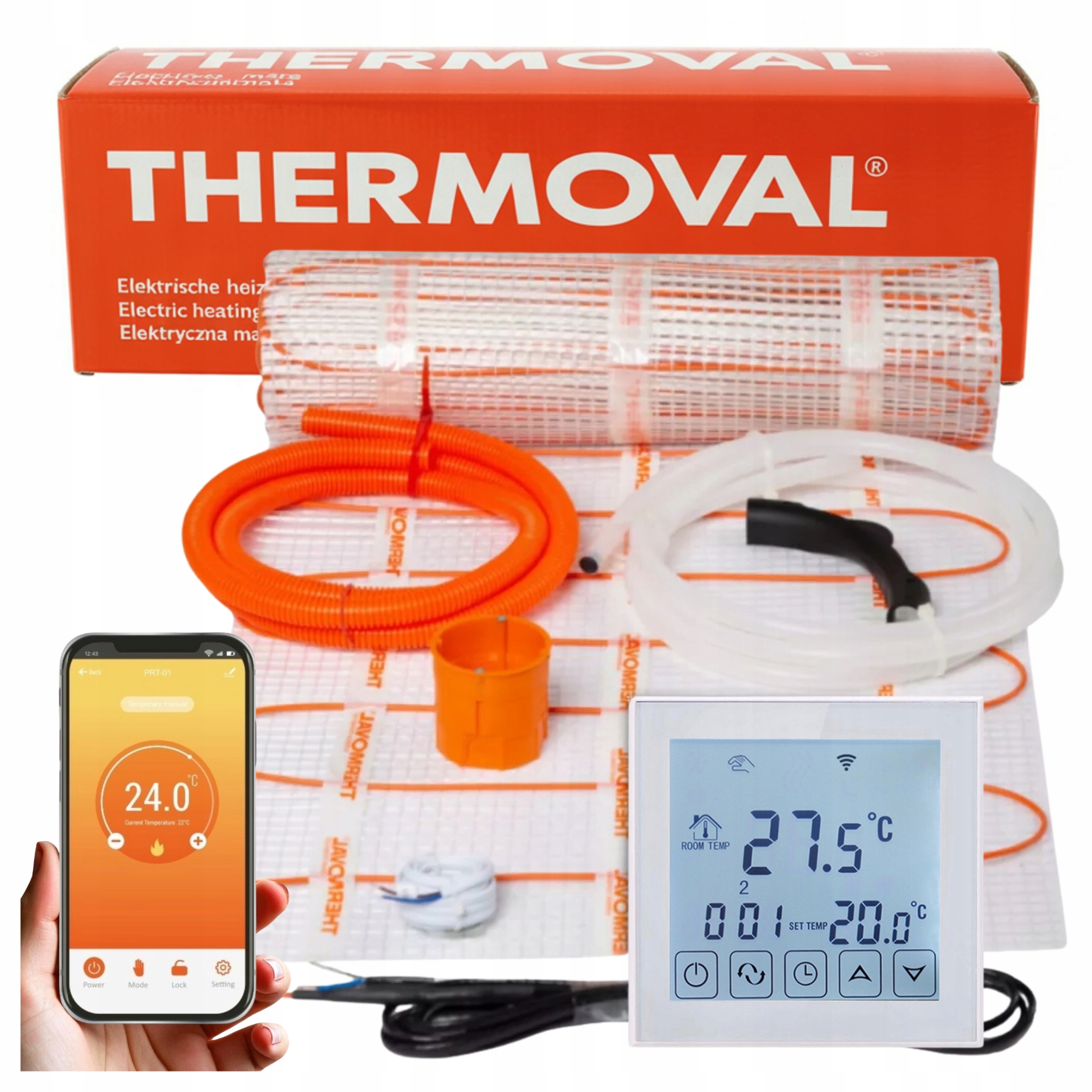 Zestaw ogrzewanie podłogowe 14m² 150 termostat regulator Tvt 31 WiFi biały