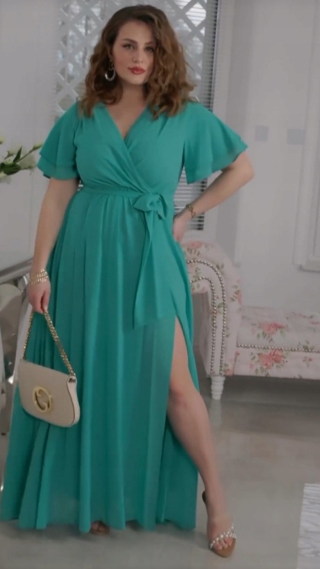 Šaty Zelená Tyrkysová Vivien Elizabeth Collection vel 3XL