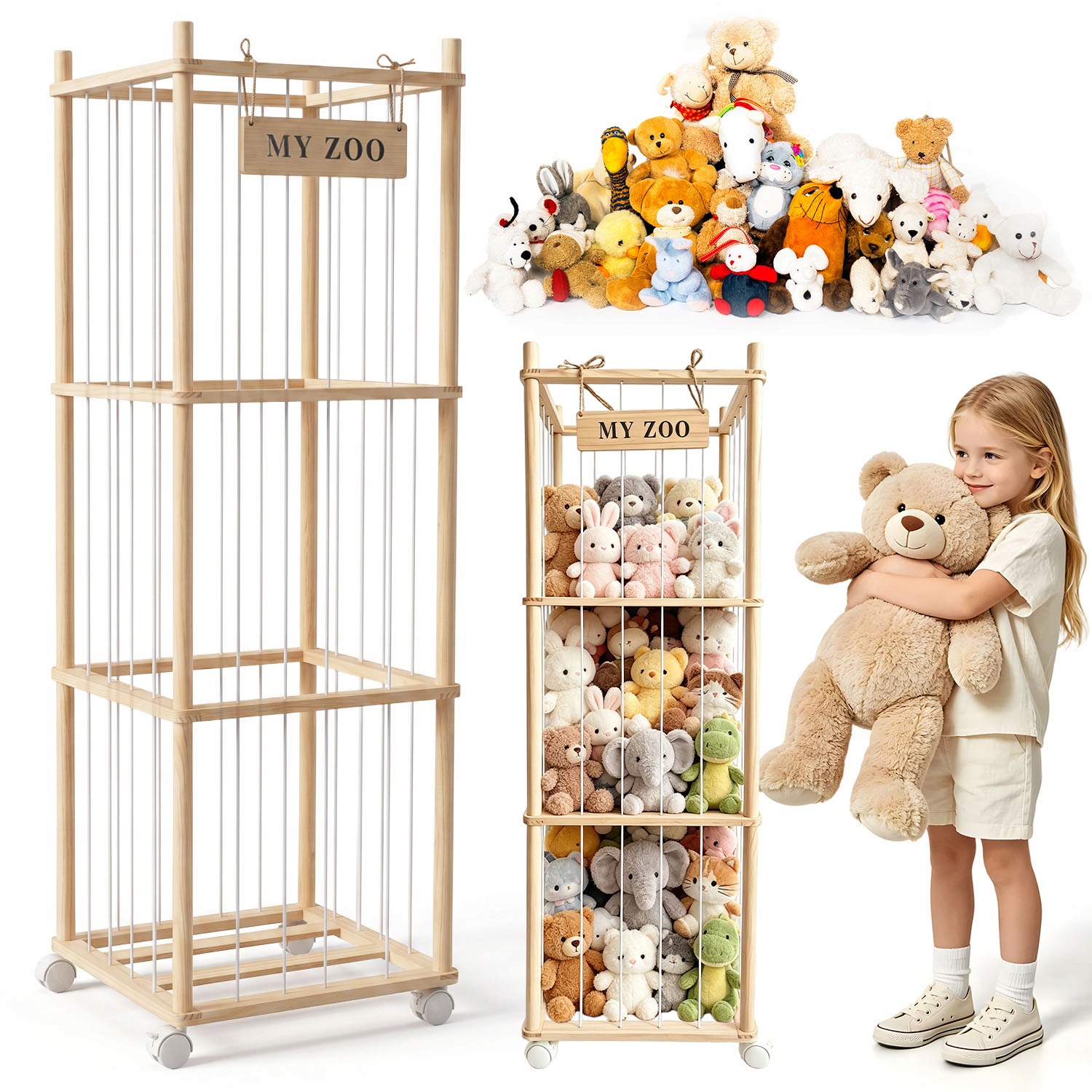Regal Zabawki Organizer Pokoju Dzieci Pluszaki Pojemnik Stojak 135x40x40cm