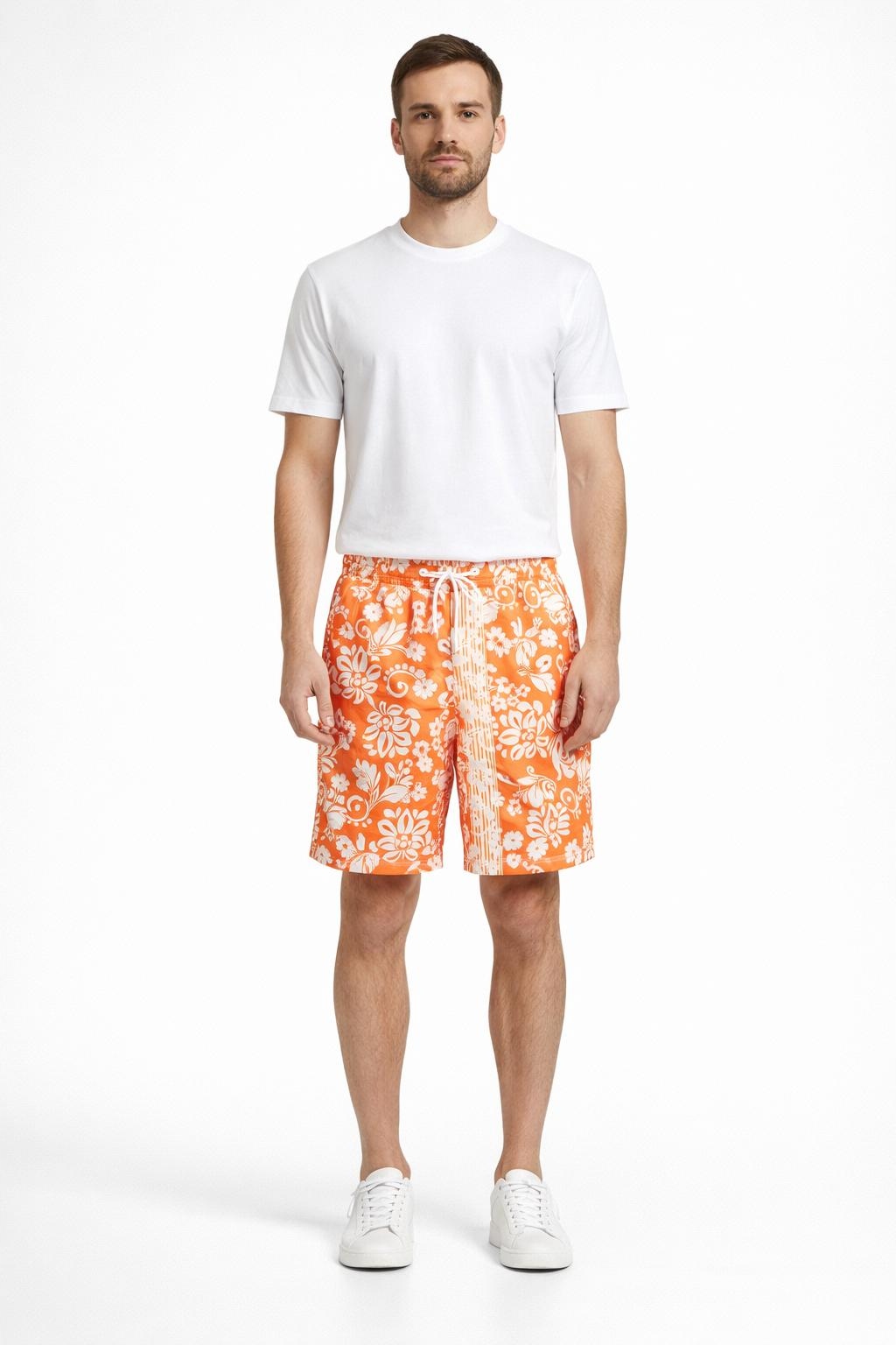 Guess Plavky Vzorované Oranžové S Vázáním 48 Gga