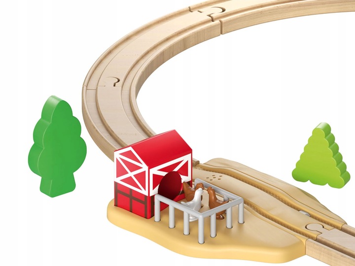 DREWNIANA KOLEJKA ELEKTRYCZNY CIĄGNIK GOSPODARSTWO Marka bez marki