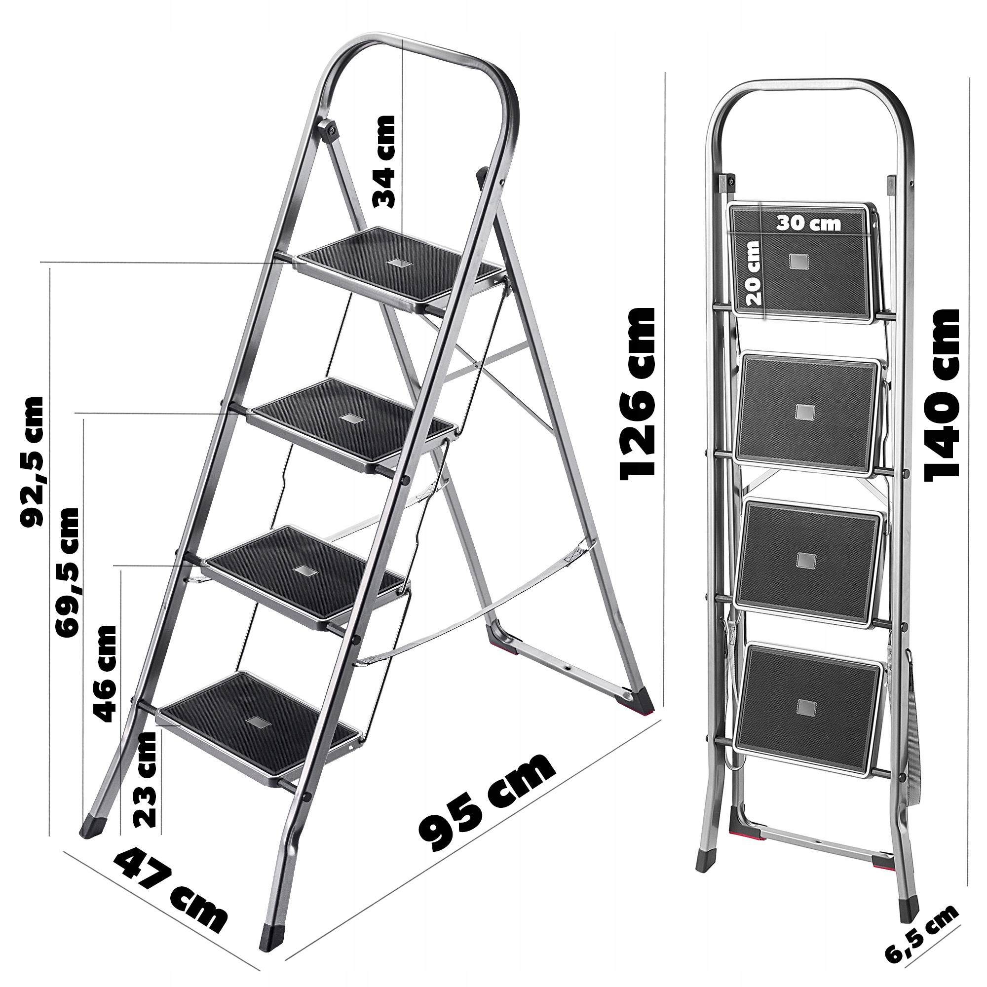 DRABINA DRABINKA 4 STOPNIOWA SCHODY DOMOWA STALOWA SKŁADANA 150kg Stan opakowania oryginalne