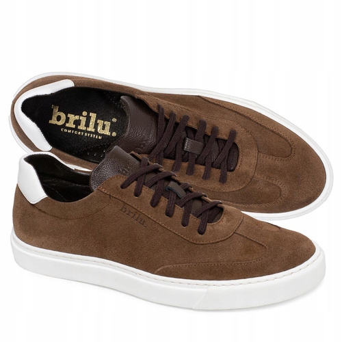 Brilu Polskie Zamszowe Sneakersy Trampki Męskie Maxwell Brązowe 43