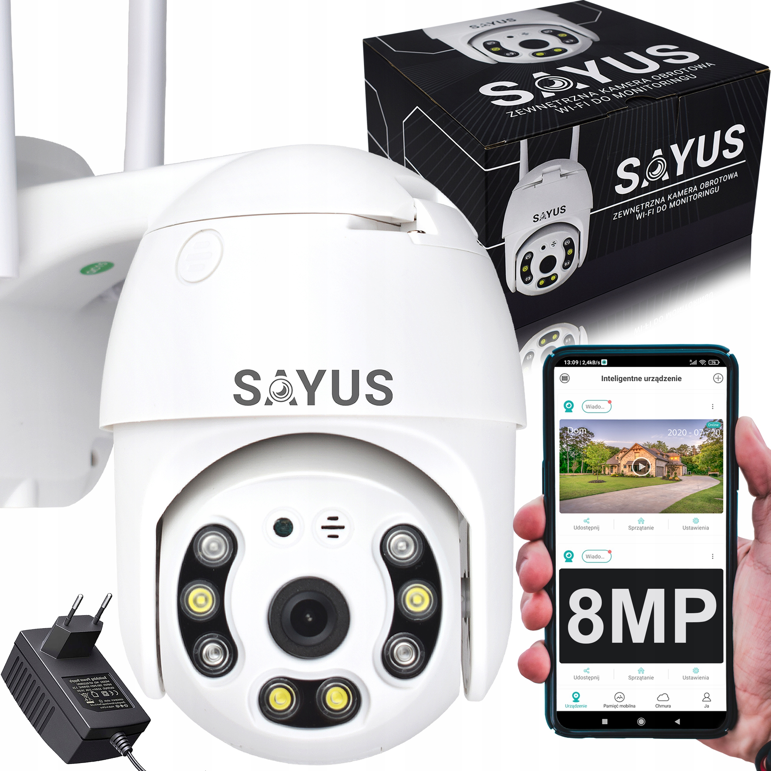 

Obrotowa Kamera Zewnętrzna Ip WiFi ZOOMx4 Uhd 8MPx