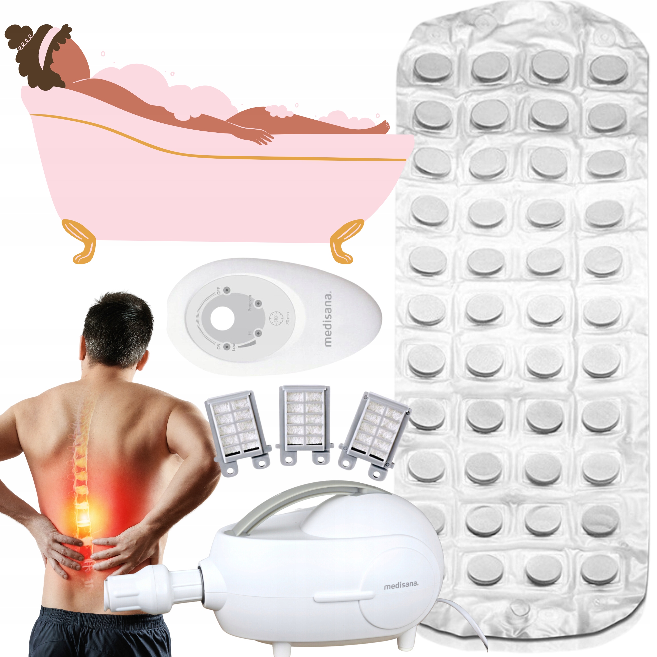 MATA DO MASAŻU W WANNIE NA BÓL PLECÓW STRES RELAKS SPA JACCUZI HYDROMASAŻ