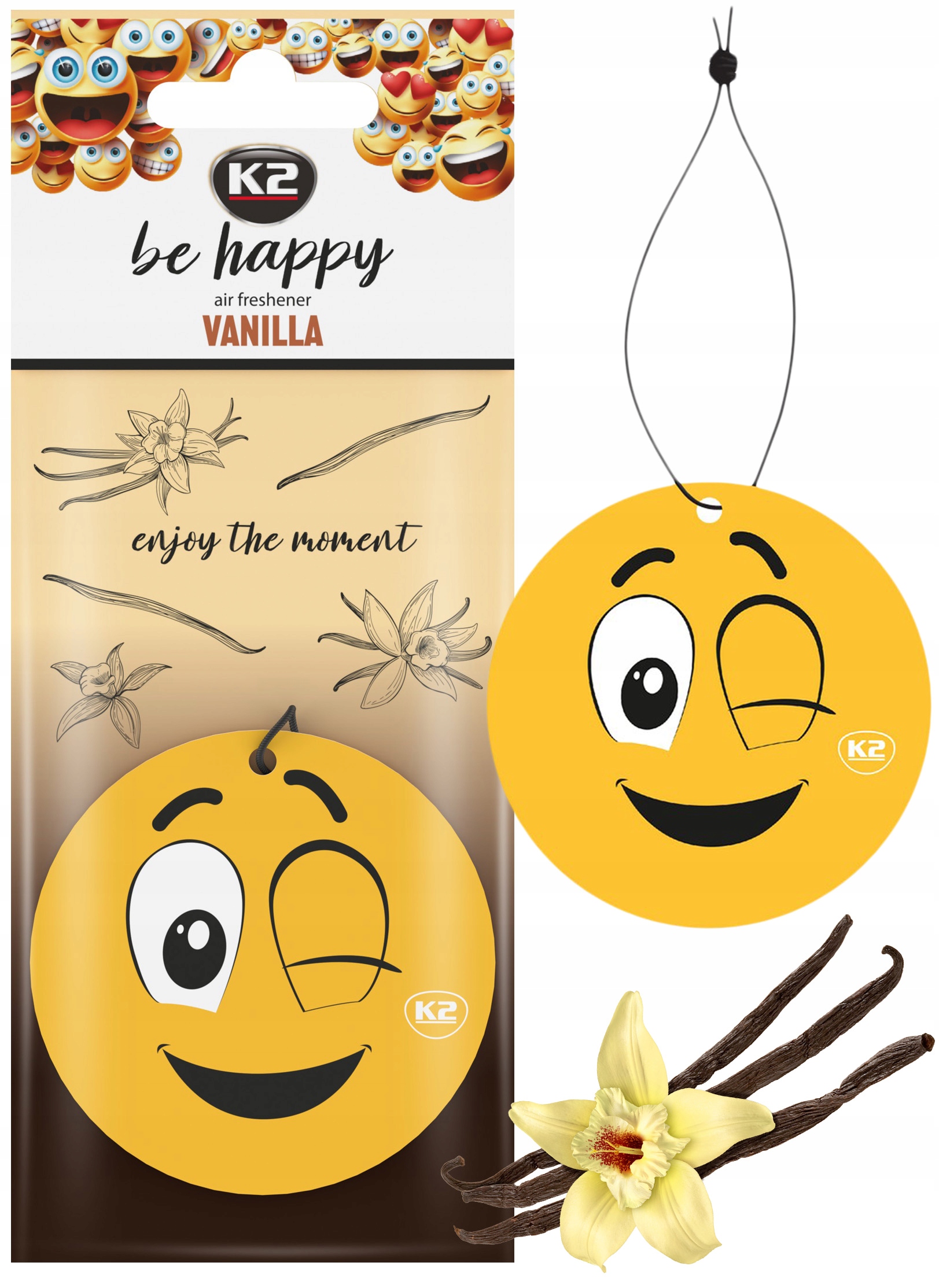 

K2 Be Happy Zapach odświeżacz zawieszka Wanilia