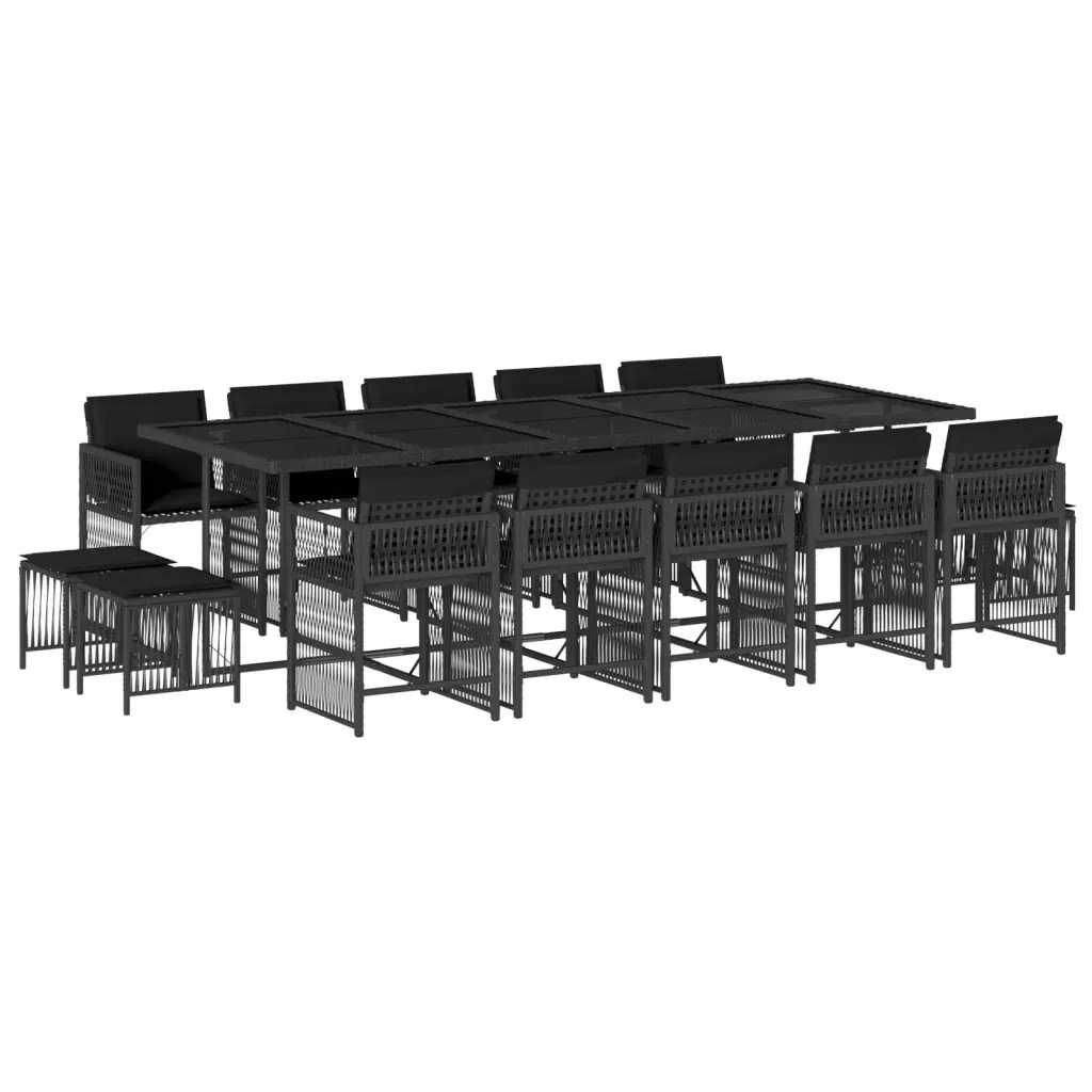 Set zahradního nábytku technorattan vidaXL černý 15 el.