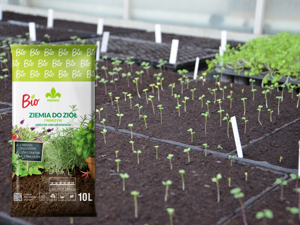 Ziemia BIO do wysiewu pikowania ZIÓŁ I WARZYW 10L Marka Kronen