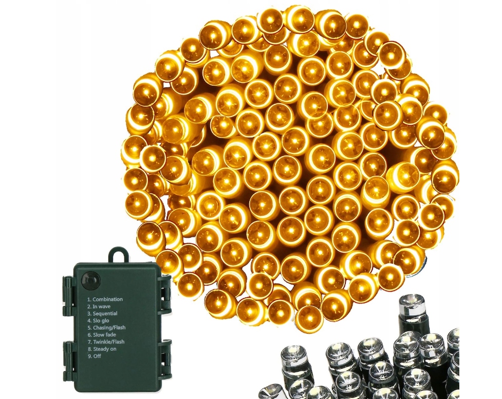 Vánoční Osvětlení Na Stromeček na baterie Led 300 Bílé Teplé 18 m IP44 8 režimů