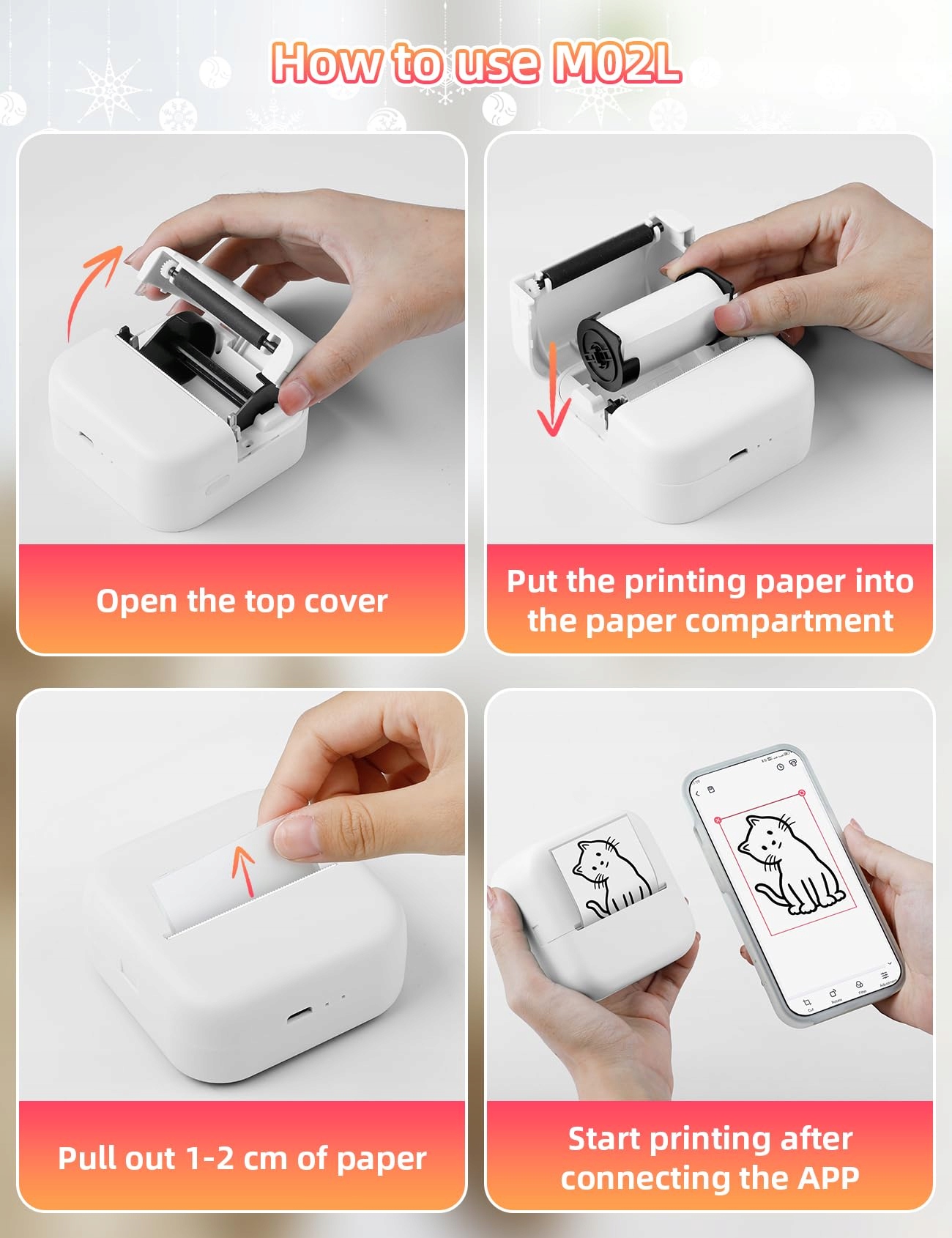 MEMOKING Mini Drukarka Bluetooth Do Telefonu Drukarka Termiczna Zdjęć — miniatura 9