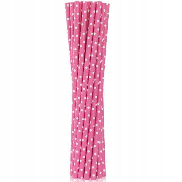 rurki SŁOMKI grochy RÓŻOWE do napojów 12 szt