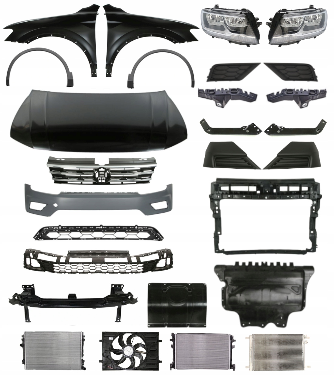 Volkswagen Tiguan 2016+ ZDERZAK MASKA LAMPY PAS