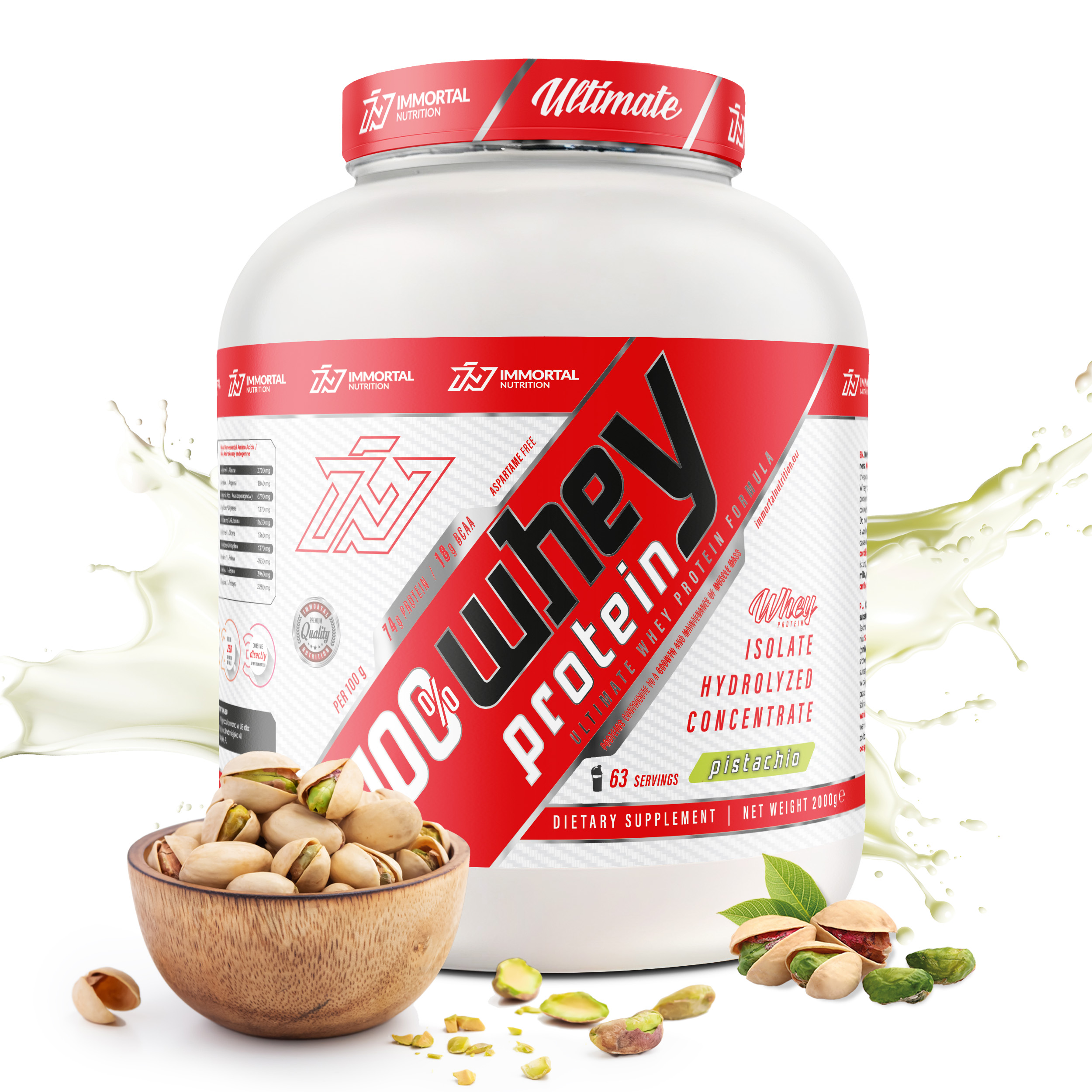 Immortal 100% Whey Protein Instant 2000 g Protein Wpc Wpi Wph 100% Whey