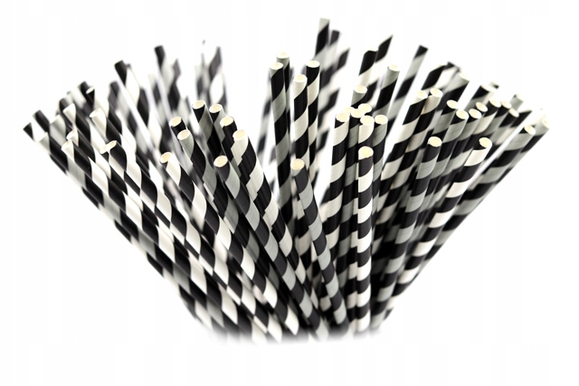 Eko Patyczki 20cm 6mm do Waty Cukrowej Paski Szare Czarne Białe 10szt.